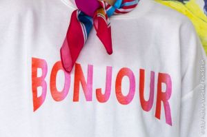 Bonjour sweater met opdruk ecru/fusc