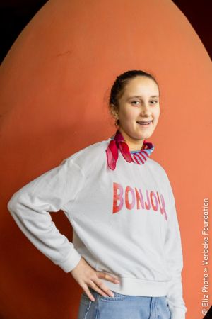 Bonjour sweater met opdruk  ecru/fusc